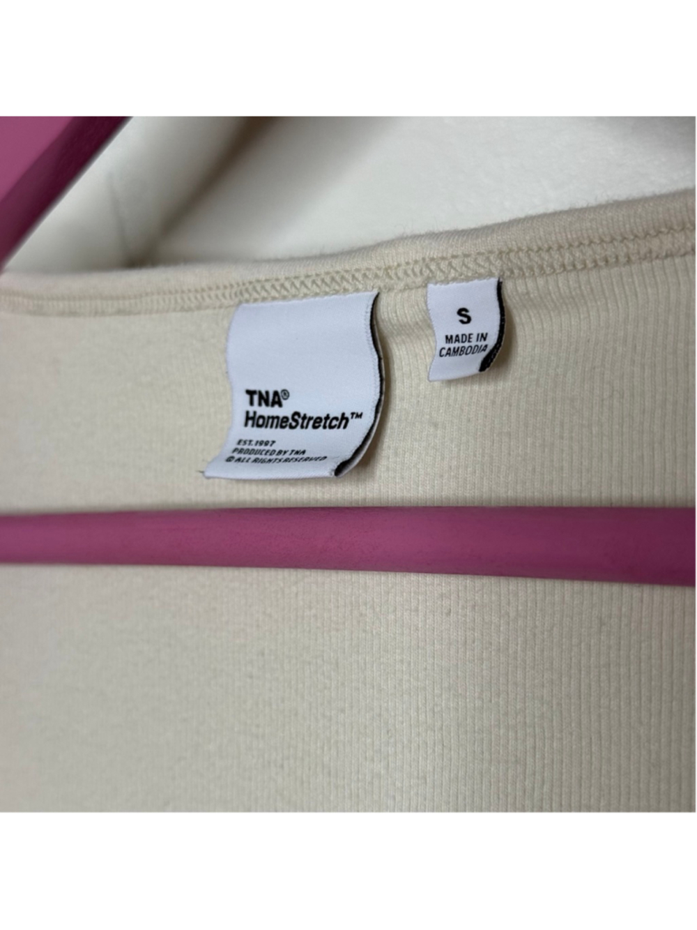Aritzia TNA Square Neck Long Sleeve Ribbed sz S - Picture 3 of 3